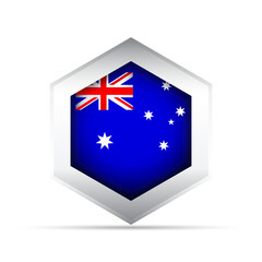 Australia Flag in Hexagon Shape – 3D-Style Vector Icon