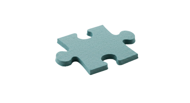 Teal Puzzle Piece: 3D Render, Single Piece, Jigsaw Puzzle