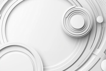 Obraz premium Abstract geometric white minimalist circles background with modern texture and clean design. Monochrome art pattern for creative template.
