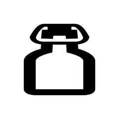 Illustration of a black and white bottle with a swing top closure mechanism in a simple vector style