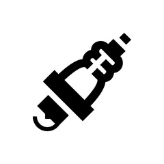 Illustration of a black caulking gun with a nozzle and a trigger mechanism on a white background view