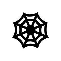 Illustration of a symmetrical spiderweb with radial lines and octagonal outer shape in black color isolated