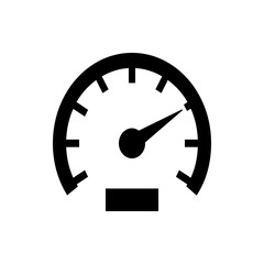Illustration of a speedometer with a needle pointing towards the right and a rectangular display at the bottom