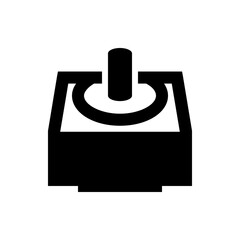 Illustration of a black joystick with a circular base and a cylindrical stick on a white background