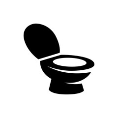 Illustration of a black toilet with the seat up and a white interior bowl on a white background view