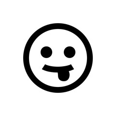Fototapeta premium Illustration of a playful smiley face with tongue sticking out inside a circular outline on a white background