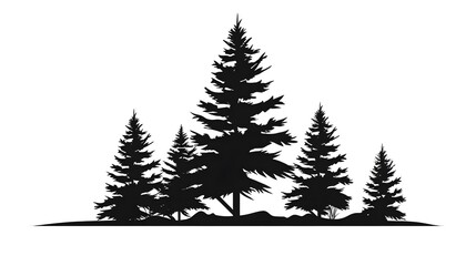 Obraz premium Pine Tree Silhouette Icon Vector Illustration for Nature and Ecology Concepts