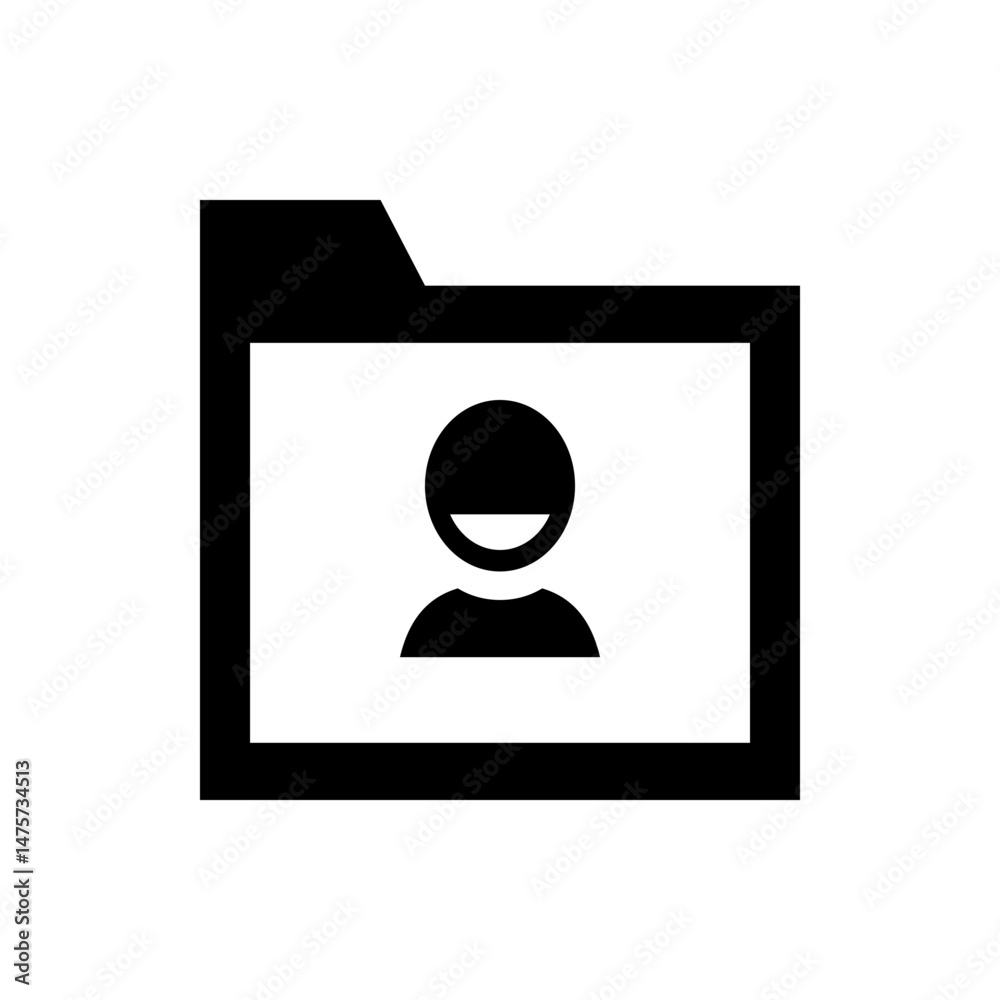 Poster a folder icon displaying a person silhouette inside representing user profile or personal data stora
