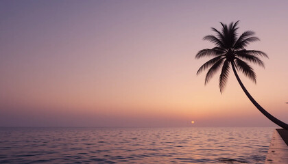 Silhouette palm tree sunrise beach calm tranquil peaceful golden hour