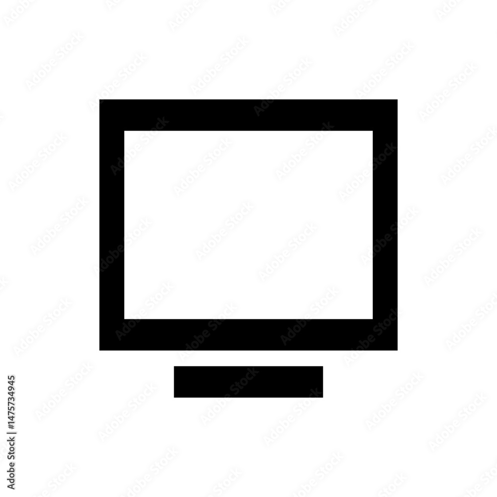 Poster illustration of a desktop computer screen with a rectangular display and a simple stand design eleme
