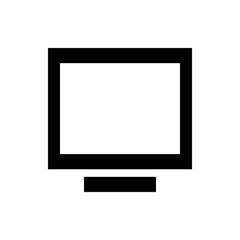 Illustration of a desktop computer screen with a rectangular display and a simple stand design element