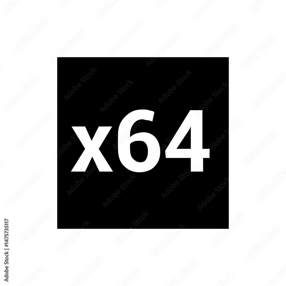 Fototapete white x sixty four text displayed prominently against a stark black background in a simple graphic s