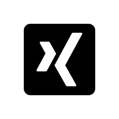 White chevron shapes forming an x symbol inside a black square with rounded corners in a simple design