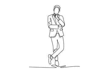 Business startup concept. Single line draw design. Vector graphic illustration