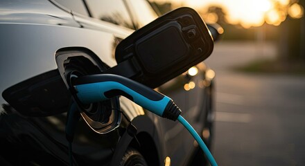 Fototapeta premium Close-up of an electric vehicle charging port.