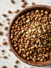 Fototapeta premium Carom seeds top view, healthy spice