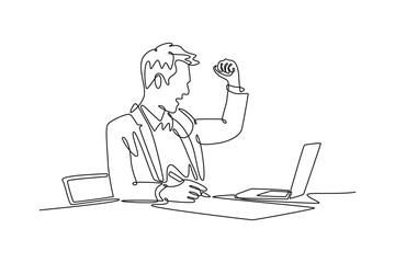 Business startup concept. Single line draw design. Vector graphic illustration