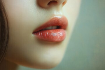 Close-up of a person's lips with smooth skin and natural light highlighting soft texture and gentle expression
