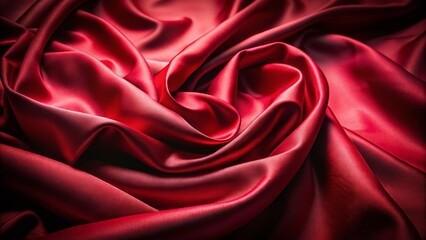 Fototapeta premium Luxurious Red Silk Fabric Texture: Low Light Photography Stock Photo