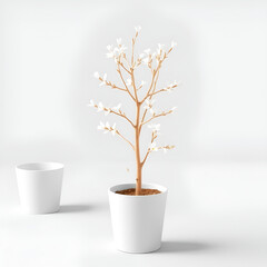Set of tree pot png mockup in 3d without backoground png for decoration.