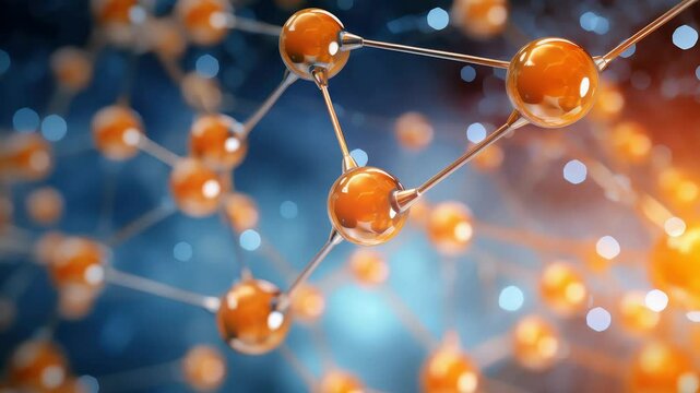 molecule or atom, Abstract structure for Science or medical background, 3d illustration, science, atom, abstract, chemistry, structure, blue, chemical, background