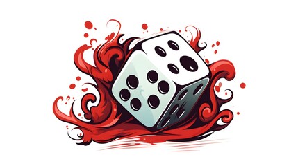 Vintage Tattoo Style Natural D2 Dice Roll Cartoon Illustration