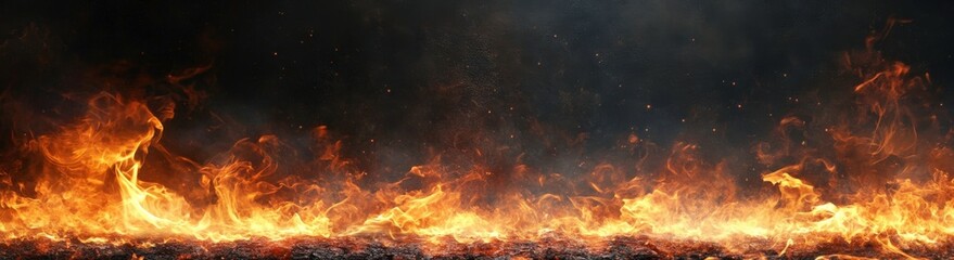 Vibrant Flames Dance Against a Dark Background Creating a Captivating Contrast of Fire and Smoke in an Artistic Display of Nature's Intensity
