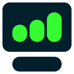 Statistics Icon on Computer Screen – Flat Icon Style, Analytics and Data Visualization Symbol