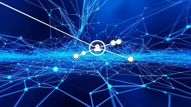 Abstract network of interconnected points and lines