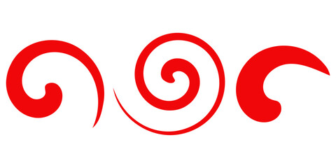 Equally spaced red spiral line pack, editable stroke path vector illustration eps 10