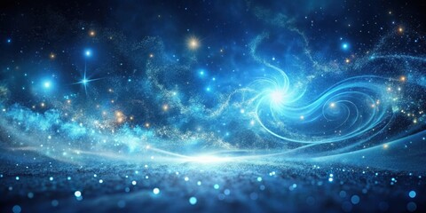 Obraz premium Glittering blue haze with intricate swirling patterns, reminiscent of cosmic dust and celestial movements, misty, ethereal