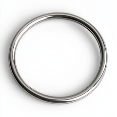 Shiny silver metallic ring with smooth surface isolated on white background casting a soft shadow
