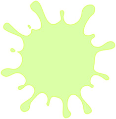 Clustered fluorescent liquid blobs forming a rounded and uneven splash with multiple soft extensions.