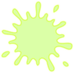 Star-shaped splash with radial ink arms and central stain area.