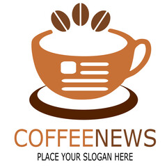 Coffee News Vector Logo Template 