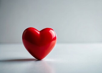 Fototapeta premium Minimalist Heart Shape Love Concept; Simple Red Heart on White Background