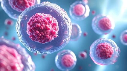 Fototapeta premium 3d rendering of human cells or embryonic stem cells microscope background