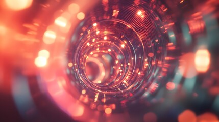 Obraz premium A colorful, blurry image of a starburst with bright lights and a dark background. Concept of energy and excitement, as if it is a visual representation of a cosmic explosion or a burst of creativity