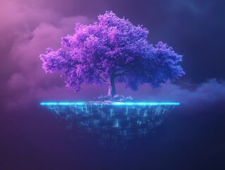 Floating purple tree surreal fantasy