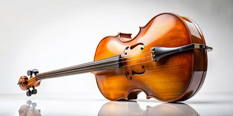 Fototapeta premium Panoramic Photo of Isolated Contrabass on White Background