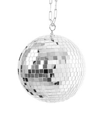 One shiny disco ball isolated on white
