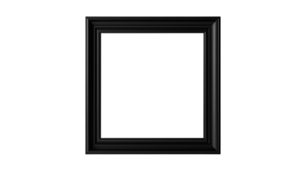 Black Empty Picture Frame with Glossy Finish on Transparent Background