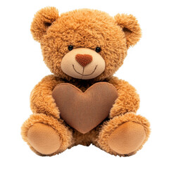 Obraz premium Teddy bear holding heart plush toy on white background on transparent background