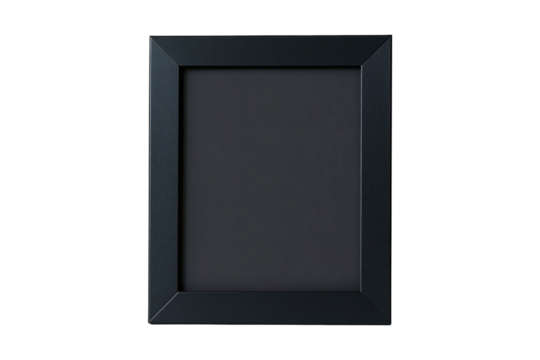 Black Matte Picture Frame with Elegant Molding on Transparent Background