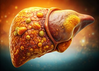 Realistic Medical Illustration: Cirrhotic Human Liver