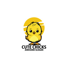 chicks mascot logo cute design illustration