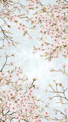 Watercolor cherry blossom sakura painting