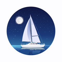 Sailboat by moonlight Vector