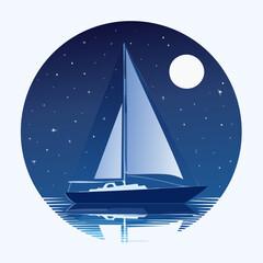 Sailboat by moonlight Vector