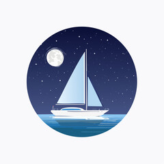 Sailboat by moonlight Vector